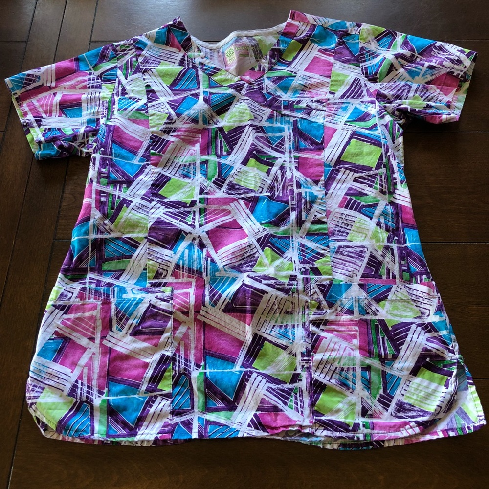 Beautiful multi colored scrub top
